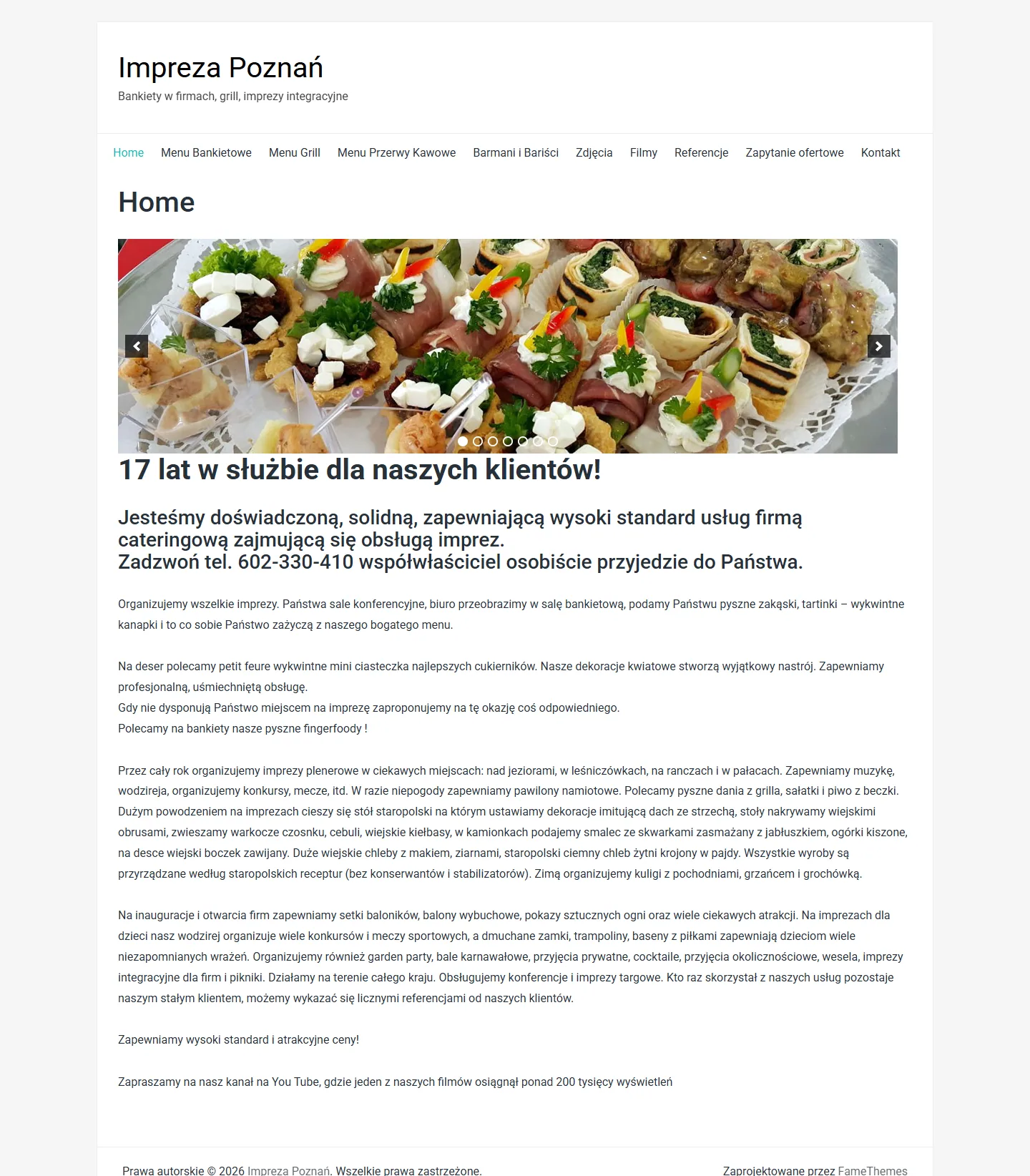 Publiczna wersja strony Impreza.pl przed propozycją redesignu