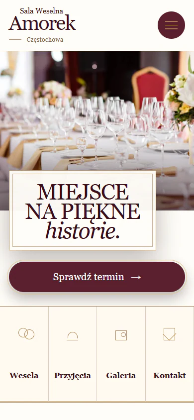 Mobilny ekran propozycji redesignu Amorek z CTA sprawdzenia terminu