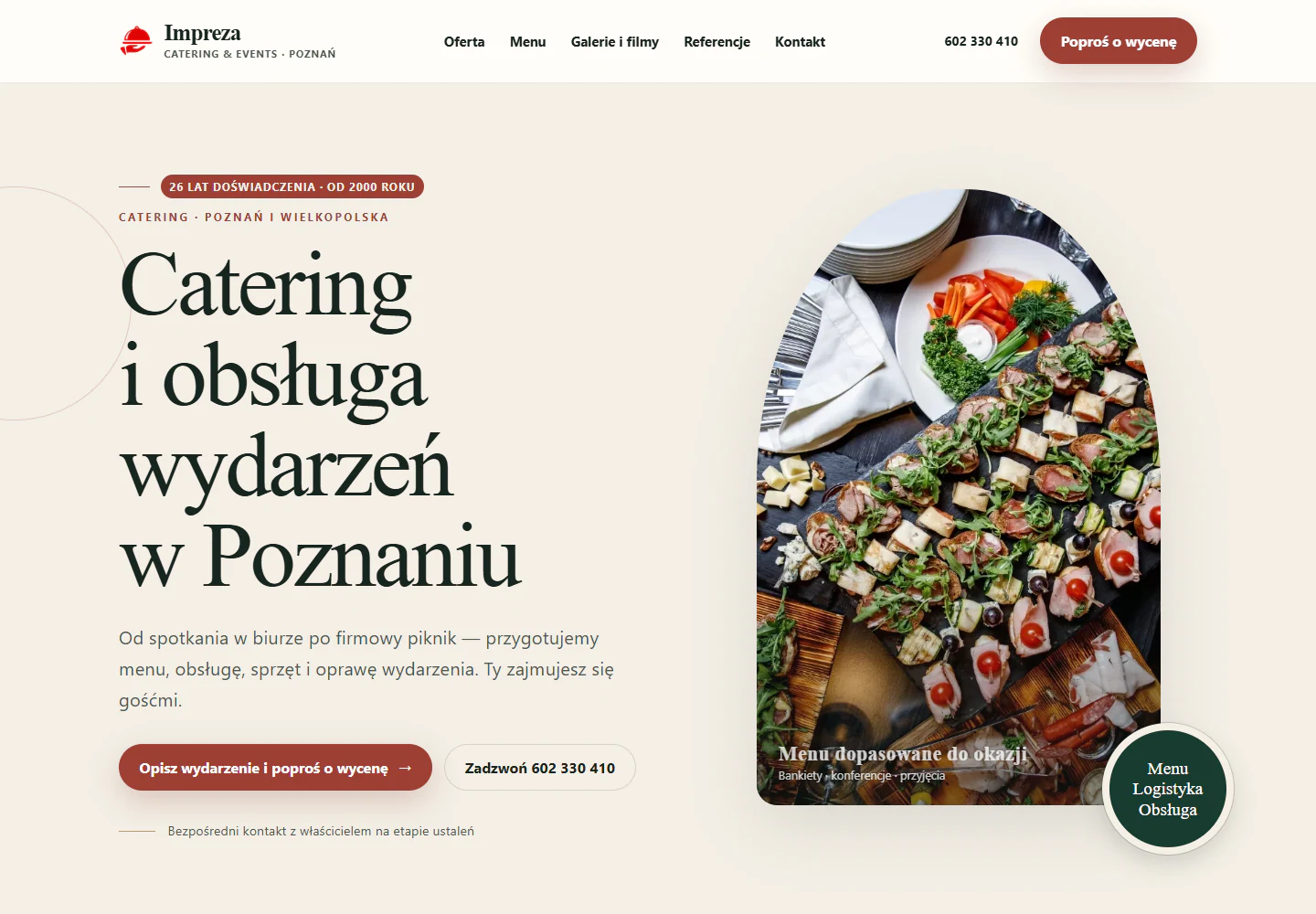 Pierwszy ekran niezależnej propozycji redesignu Impreza.pl na desktopie