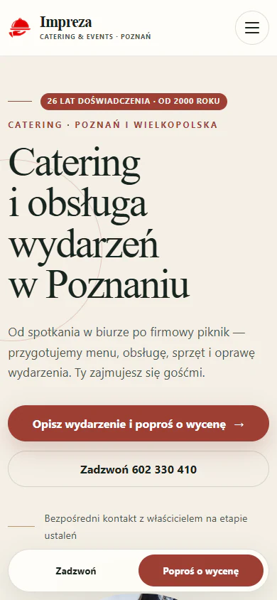 Mobilna propozycja strony Impreza.pl