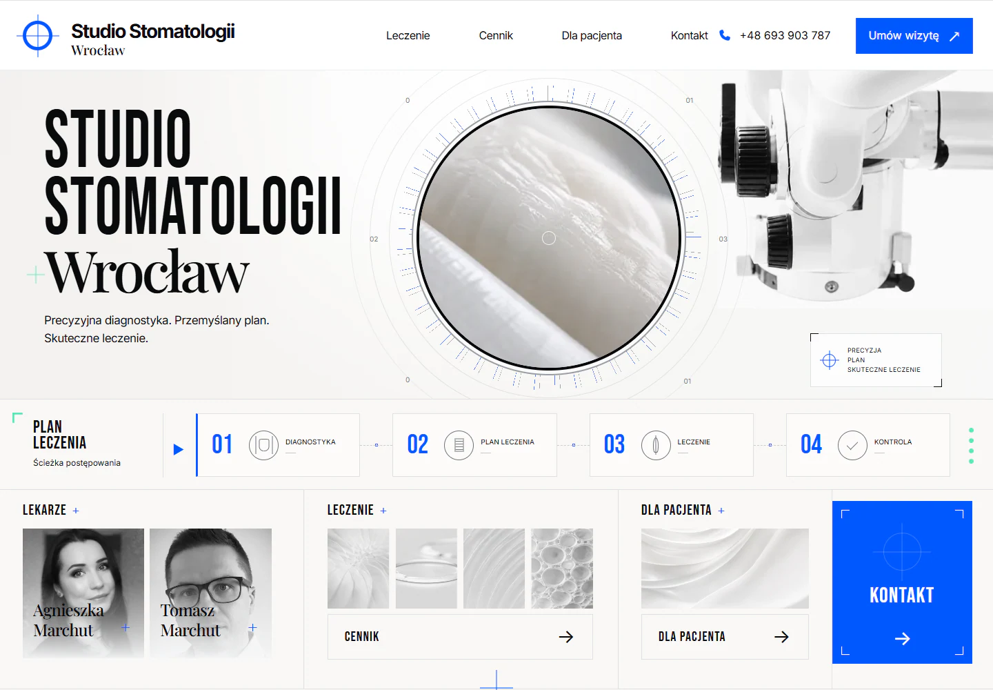 Pierwszy ekran niezależnej propozycji redesignu Studio Stomatologii na desktopie