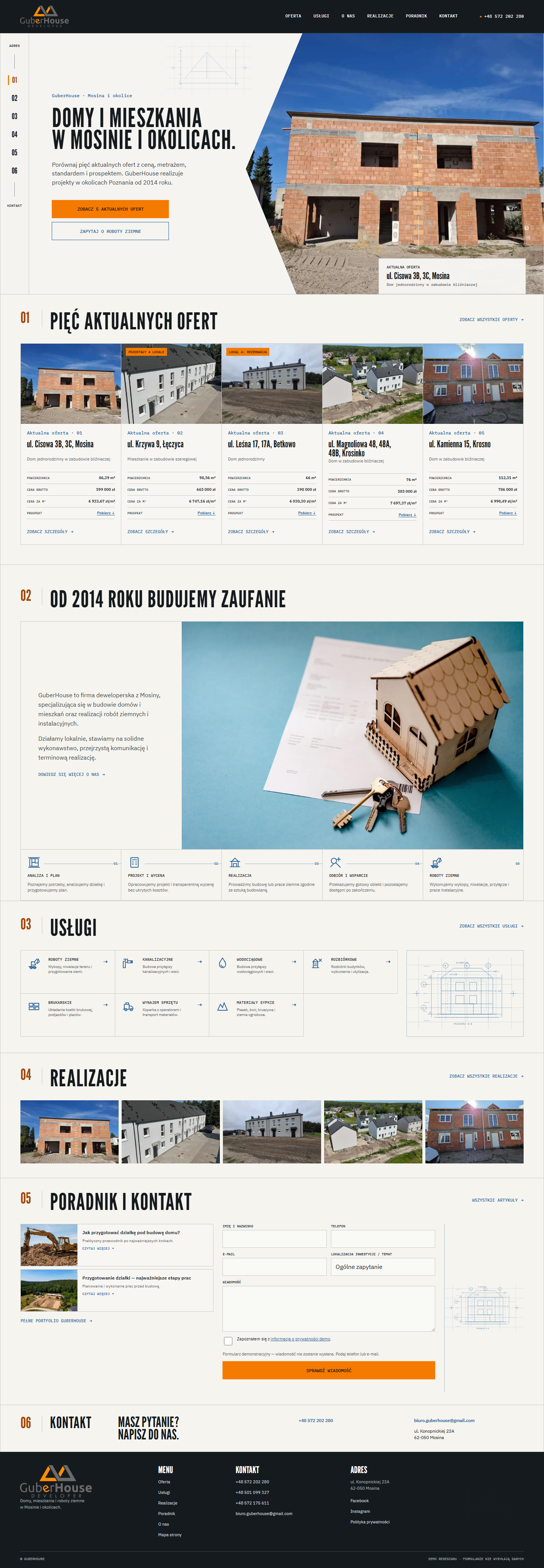Finalny redesign GuberHouse po wdrożeniu kierunku Linia adresu