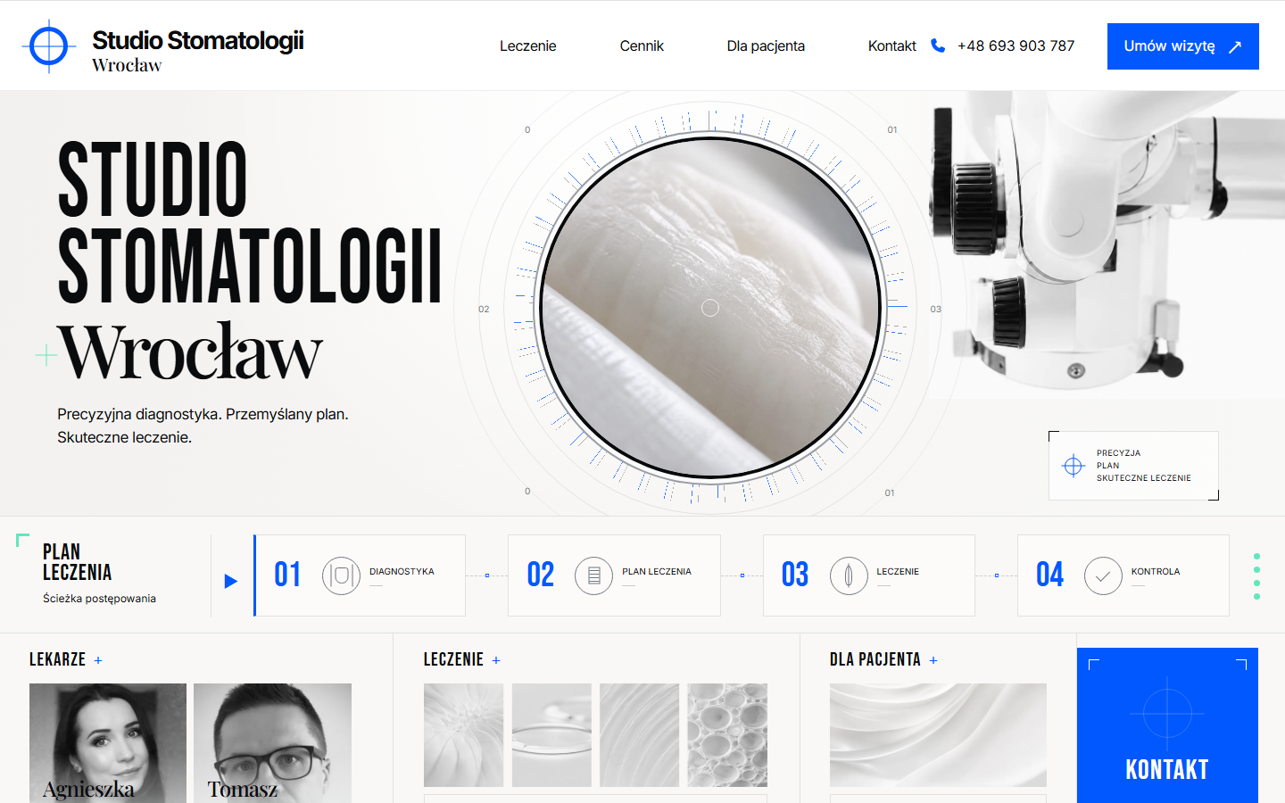 Nowa strona Studio Stomatologii w widoku desktopowym